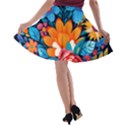 Flowers Bloom Spring Colorful Artwork Decoration A-line Skater Skirt View2