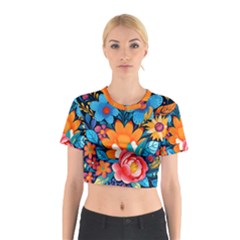 Flowers Bloom Spring Colorful Artwork Decoration Cotton Crop Top by 99art