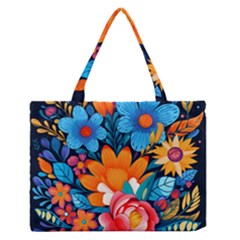 Flowers Bloom Spring Colorful Artwork Decoration Zipper Medium Tote Bag by 99art