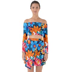 Flowers Bloom Spring Colorful Artwork Decoration Off Shoulder Top With Skirt Set by 99art