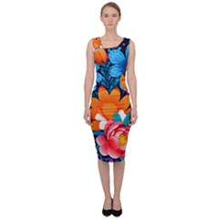 Flowers Bloom Spring Colorful Artwork Decoration Sleeveless Pencil Dress by 99art