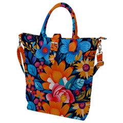 Flowers Bloom Spring Colorful Artwork Decoration Buckle Top Tote Bag by 99art