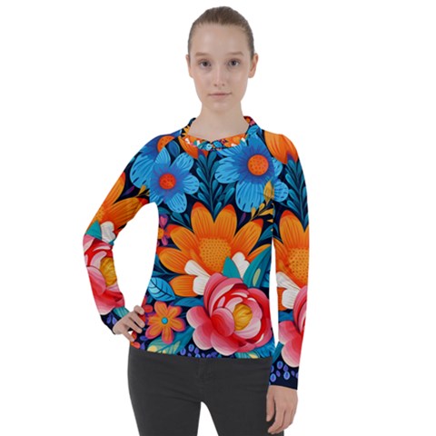 Flowers Bloom Spring Colorful Artwork Decoration Women s Pique Long Sleeve Tee by 99art