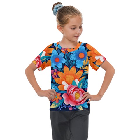 Flowers Bloom Spring Colorful Artwork Decoration Kids  Mesh Piece Tee by 99art