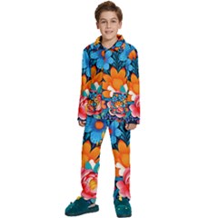 Flowers Bloom Spring Colorful Artwork Decoration Kids  Long Sleeve Velvet Pajamas Set by 99art