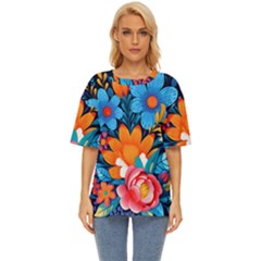 Flowers Bloom Spring Colorful Artwork Decoration Oversized Basic Tee by 99art