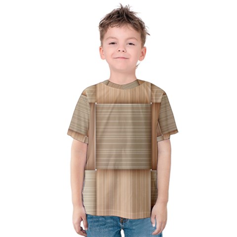 Wooden Wickerwork Texture Square Pattern Kids  Cotton Tee by 99art