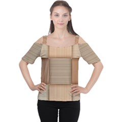 Wooden Wickerwork Texture Square Pattern Cutout Shoulder Tee