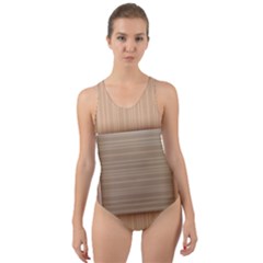 Wooden Wickerwork Texture Square Pattern Cut-out Back One Piece Swimsuit by 99art