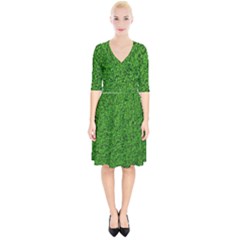 Green Grass Texture Summer Wrap Up Cocktail Dress