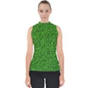 Green Grass Texture Summer Mock Neck Shell Top View1