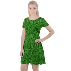 Green Grass Texture Summer Cap Sleeve Velour Dress  by 99art