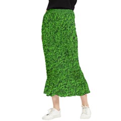 Green Grass Texture Summer Maxi Fishtail Chiffon Skirt by 99art