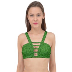 Green Grass Texture Summer Cage Up Bikini Top by 99art