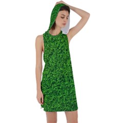 Green Grass Texture Summer Racer Back Hoodie Dress by 99art