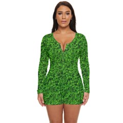 Green Grass Texture Summer Long Sleeve Boyleg Swimsuit by 99art