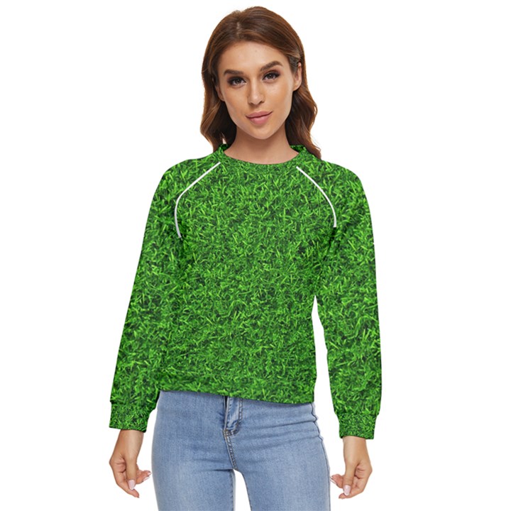 Green Grass Texture Summer Women s Long Sleeve Raglan Tee