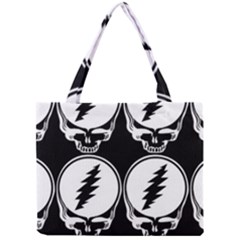 Black And White Deadhead Grateful Dead Steal Your Face Pattern Mini Tote Bag by 99art