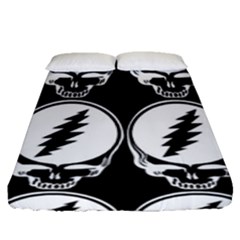 Black And White Deadhead Grateful Dead Steal Your Face Pattern Fitted Sheet (queen Size) by 99art