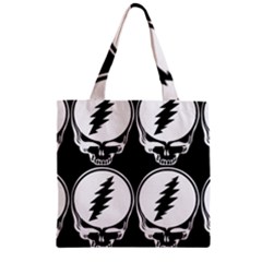 Black And White Deadhead Grateful Dead Steal Your Face Pattern Zipper Grocery Tote Bag by 99art