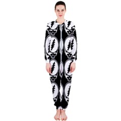 Black And White Deadhead Grateful Dead Steal Your Face Pattern Onepiece Jumpsuit (ladies) by 99art