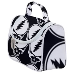 Black And White Deadhead Grateful Dead Steal Your Face Pattern Satchel Handbag by 99art