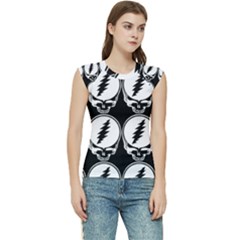 Black And White Deadhead Grateful Dead Steal Your Face Pattern Women s Raglan Cap Sleeve Tee by 99art