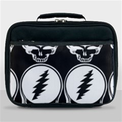 Black And White Deadhead Grateful Dead Steal Your Face Pattern Lunch Bag by 99art