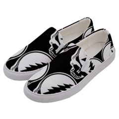 Black And White Deadhead Grateful Dead Steal Your Face Pattern Men s Canvas Slip Ons by 99art