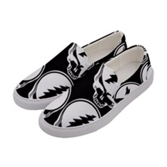 Black And White Deadhead Grateful Dead Steal Your Face Pattern Women s Canvas Slip Ons by 99art