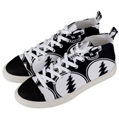 Black And White Deadhead Grateful Dead Steal Your Face Pattern Men s Mid-top Canvas Sneakers by 99art