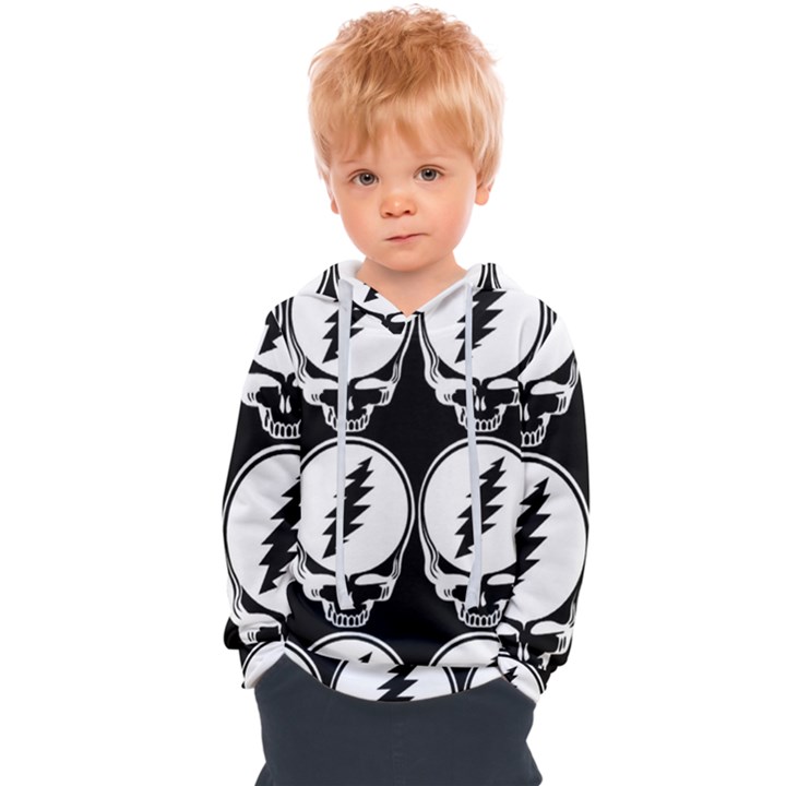 Black And White Deadhead Grateful Dead Steal Your Face Pattern Kids  Overhead Hoodie