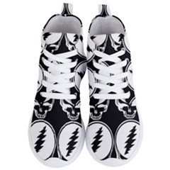 Black And White Deadhead Grateful Dead Steal Your Face Pattern Women s Lightweight High Top Sneakers by 99art