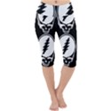 Black And White Deadhead Grateful Dead Steal Your Face Pattern Lightweight Velour Cropped Yoga Leggings View1