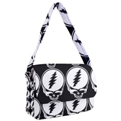 Black And White Deadhead Grateful Dead Steal Your Face Pattern Courier Bag by 99art