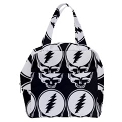 Black And White Deadhead Grateful Dead Steal Your Face Pattern Boxy Hand Bag by 99art