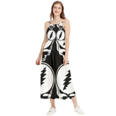 Black And White Deadhead Grateful Dead Steal Your Face Pattern Boho Sleeveless Summer Dress by 99art