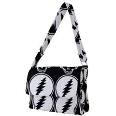 Black And White Deadhead Grateful Dead Steal Your Face Pattern Full Print Messenger Bag (l) by 99art