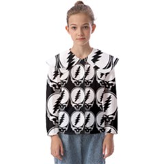 Black And White Deadhead Grateful Dead Steal Your Face Pattern Kids  Peter Pan Collar Blouse by 99art