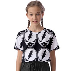 Black And White Deadhead Grateful Dead Steal Your Face Pattern Kids  Basic Tee by 99art