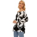 Black And White Deadhead Grateful Dead Steal Your Face Pattern Off Shoulder Chiffon Pocket Shirt View2