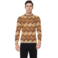 Wooden Weaving Texture Men s Long Sleeve Rash Guard by 99art