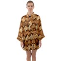 Wooden Weaving Texture Long Sleeve Satin Kimono View1