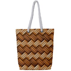 Wooden Weaving Texture Full Print Rope Handle Tote (small) by 99art