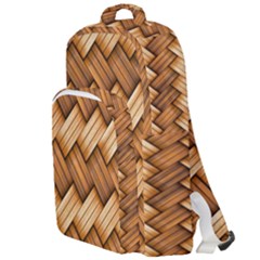 Wooden Weaving Texture Double Compartment Backpack by 99art