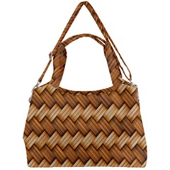 Wooden Weaving Texture Double Compartment Shoulder Bag by 99art