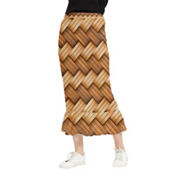 Wooden Weaving Texture Maxi Fishtail Chiffon Skirt by 99art