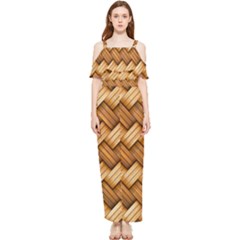 Wooden Weaving Texture Draped Sleeveless Chiffon Jumpsuit by 99art