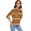 Wooden Weaving Texture Women s Quarter Sleeve Pocket Shirt View2