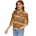 Wooden Weaving Texture Women s Quarter Sleeve Pocket Shirt View3